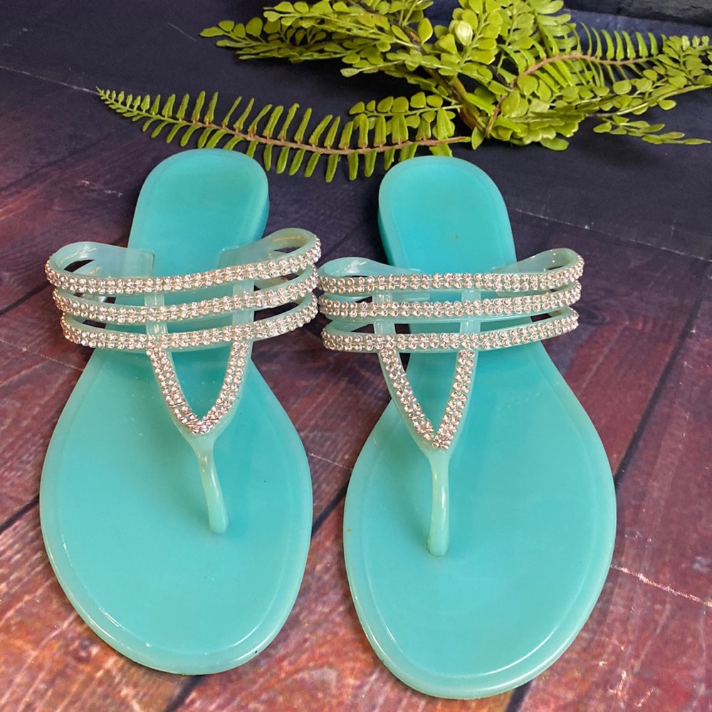 Qupid Y2K Embellished Jelly Sandals